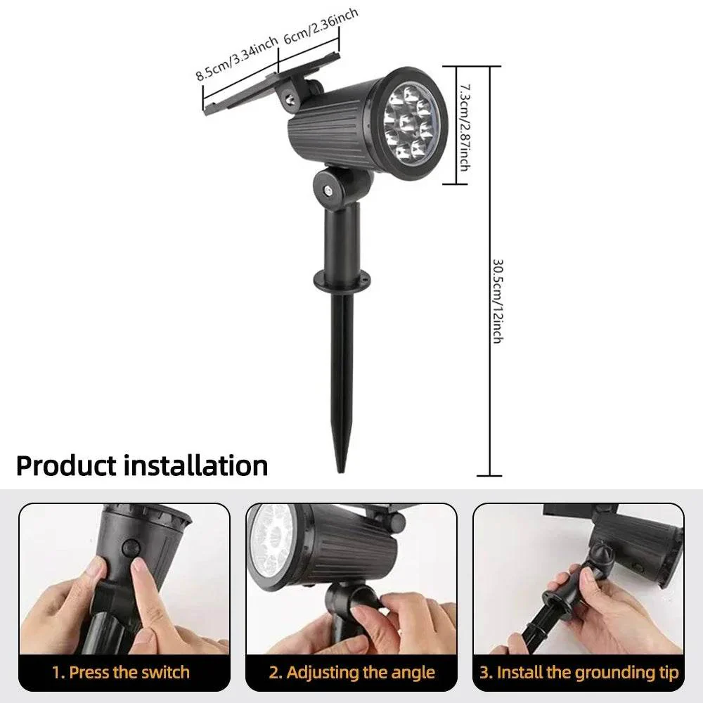 9 LED Solar Spotlights | Waterproof Outdoor Garden & Patio Lights - Image 4