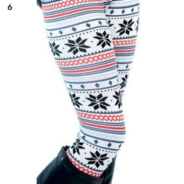 Christmas Print Leggings Women Slim Fit Elastic Pants Elk Snowflakes Striped Harajuke Leggings Female Flowers Pants Xmas Gifts - Image 11