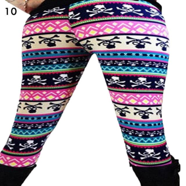 Christmas Print Leggings Women Slim Fit Elastic Pants Elk Snowflakes Striped Harajuke Leggings Female Flowers Pants Xmas Gifts - Image 6