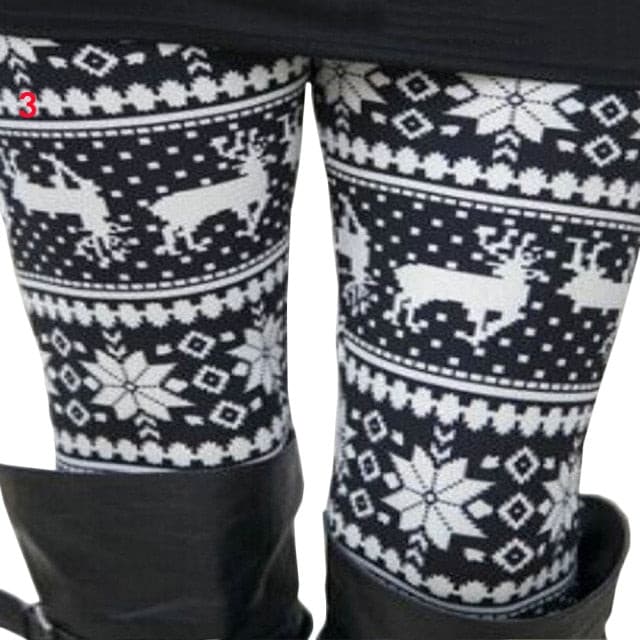 Christmas Print Leggings Women Slim Fit Elastic Pants Elk Snowflakes Striped Harajuke Leggings Female Flowers Pants Xmas Gifts - Image 7