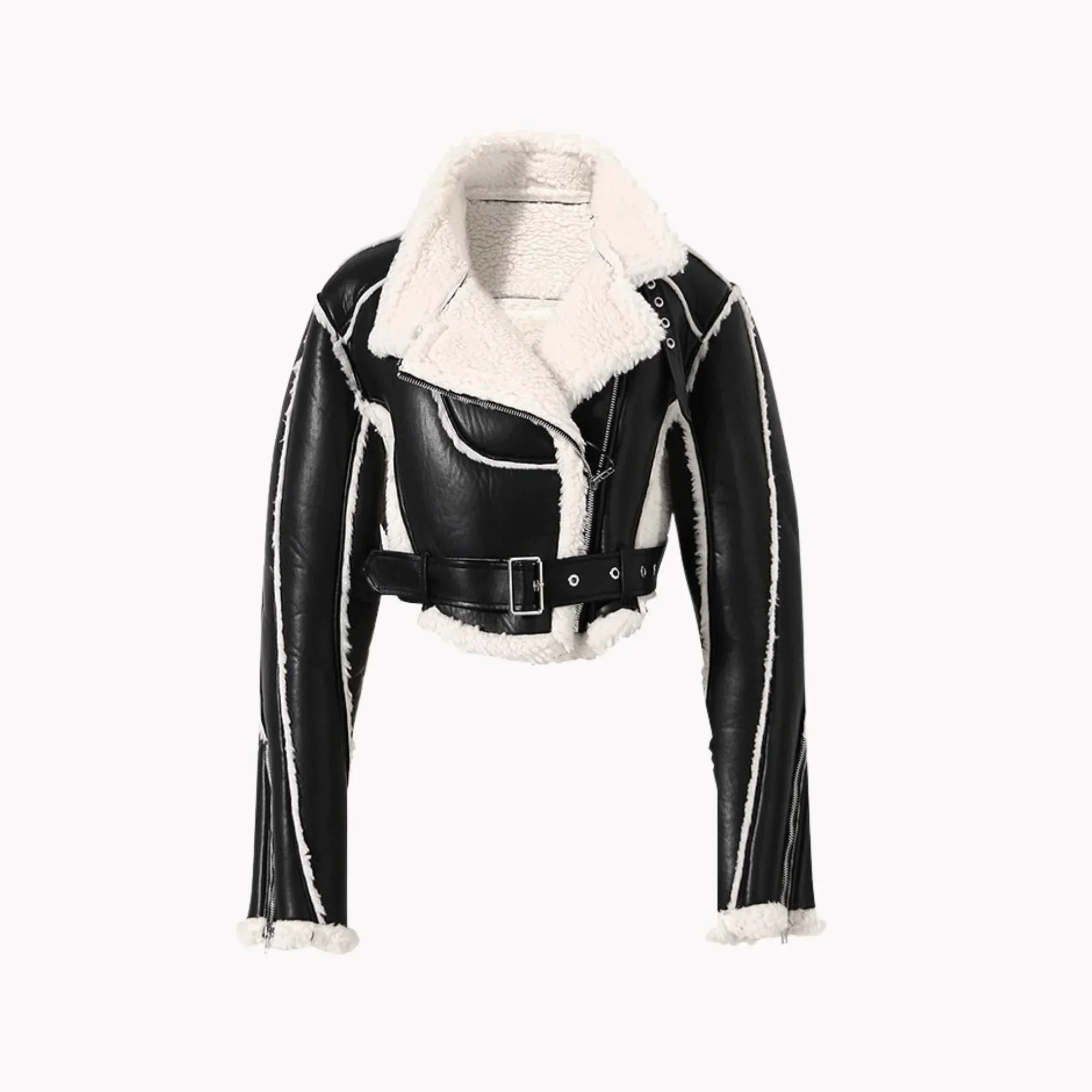 Faux Leather Cropped Jacket - Image 4