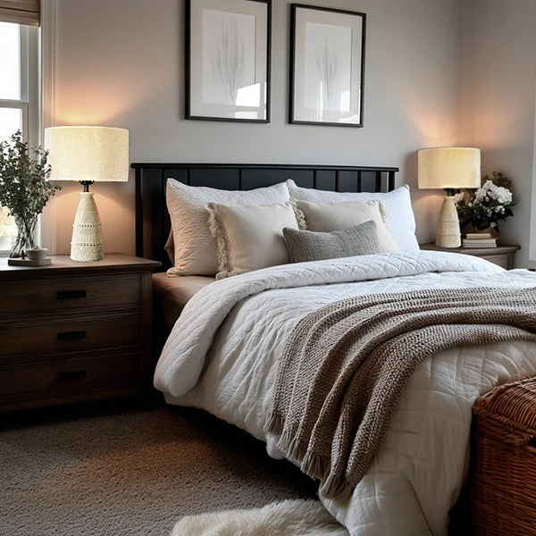 Intricate Beige Bedside Table Lamp - Image 3