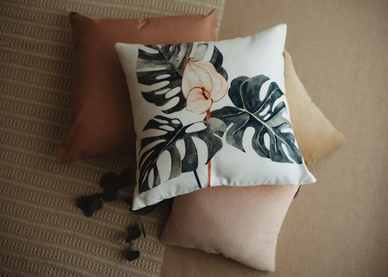 Modern Greenery Floral Throw Pillow – Handmade in the USA - Image 3