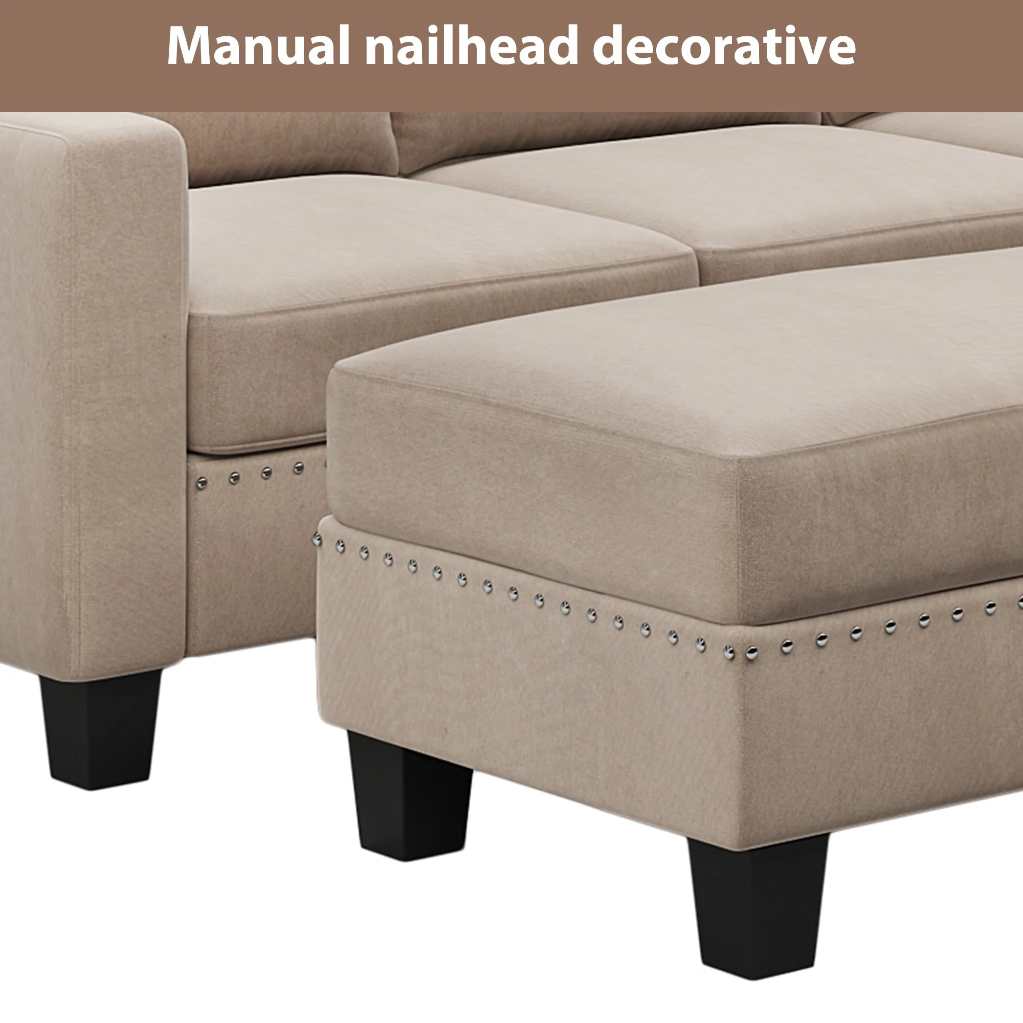 [New]81" Reversible Sectional Couch with Storage Chaise L-Shaped Sofa for Apartment Sectional Set Warm Grey - Image 10