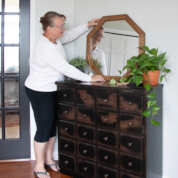 Octagon Wood Frame Mirror - Image 3