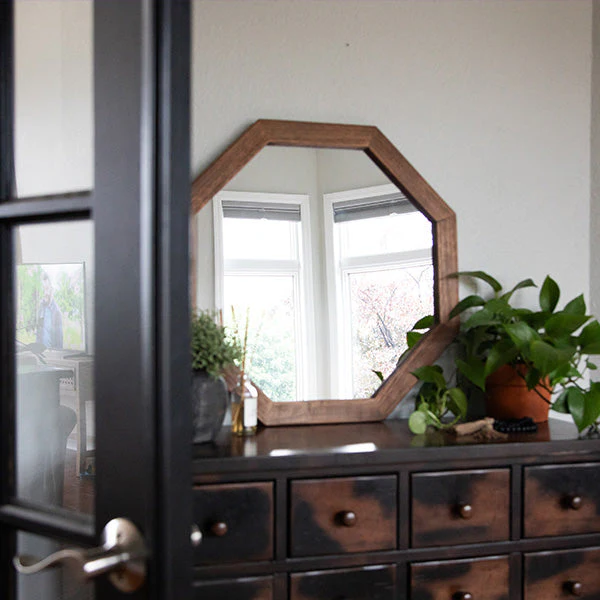 Octagon Wood Frame Mirror - Image 5