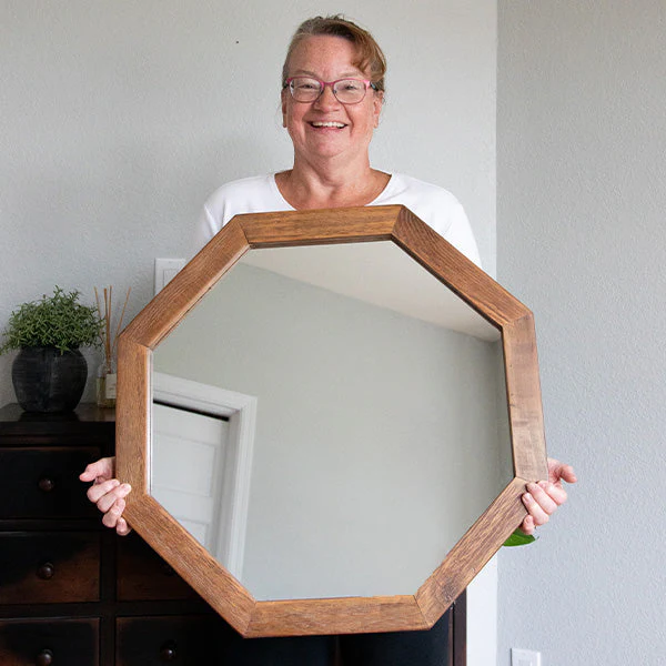 Octagon Wood Frame Mirror - Image 7