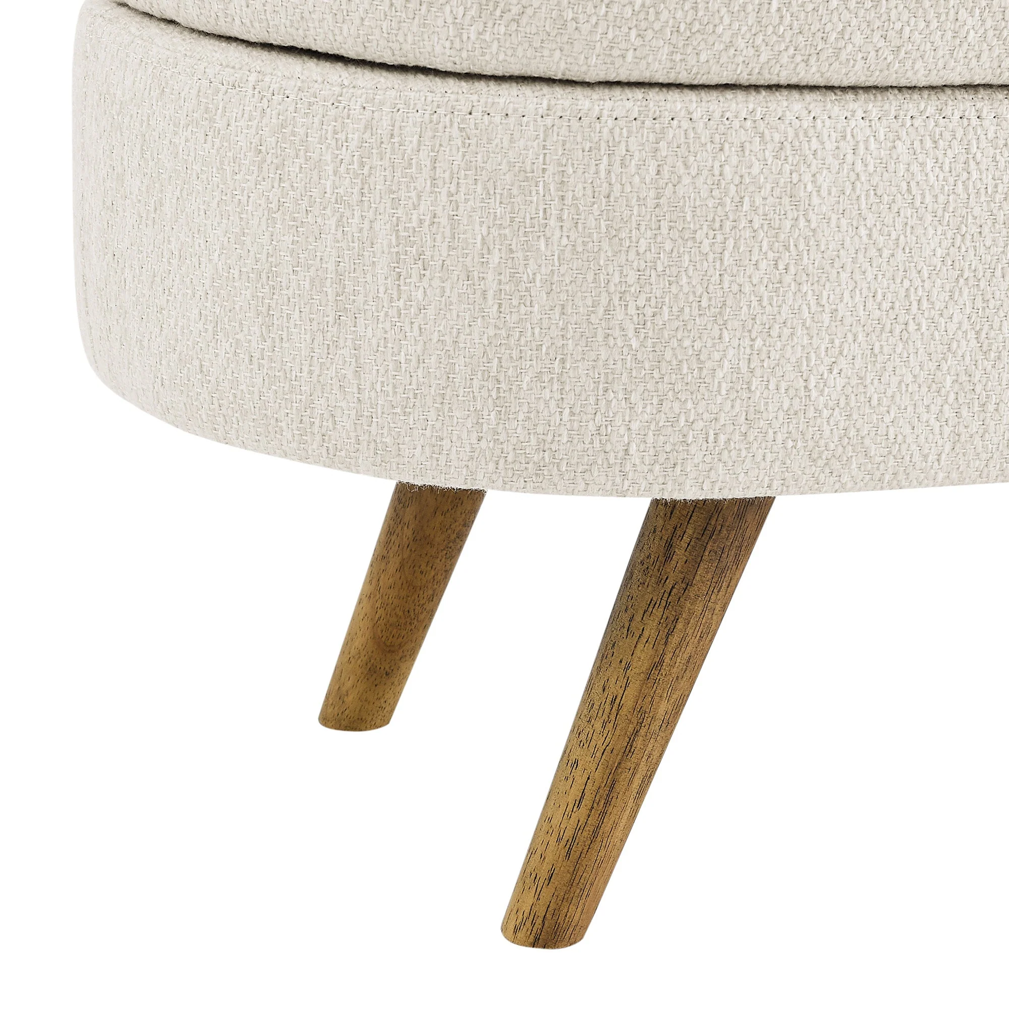 Ottoman Oval Storage Bench Rubber Wood Legs Beige(43.5"x16"x16") - Image 5