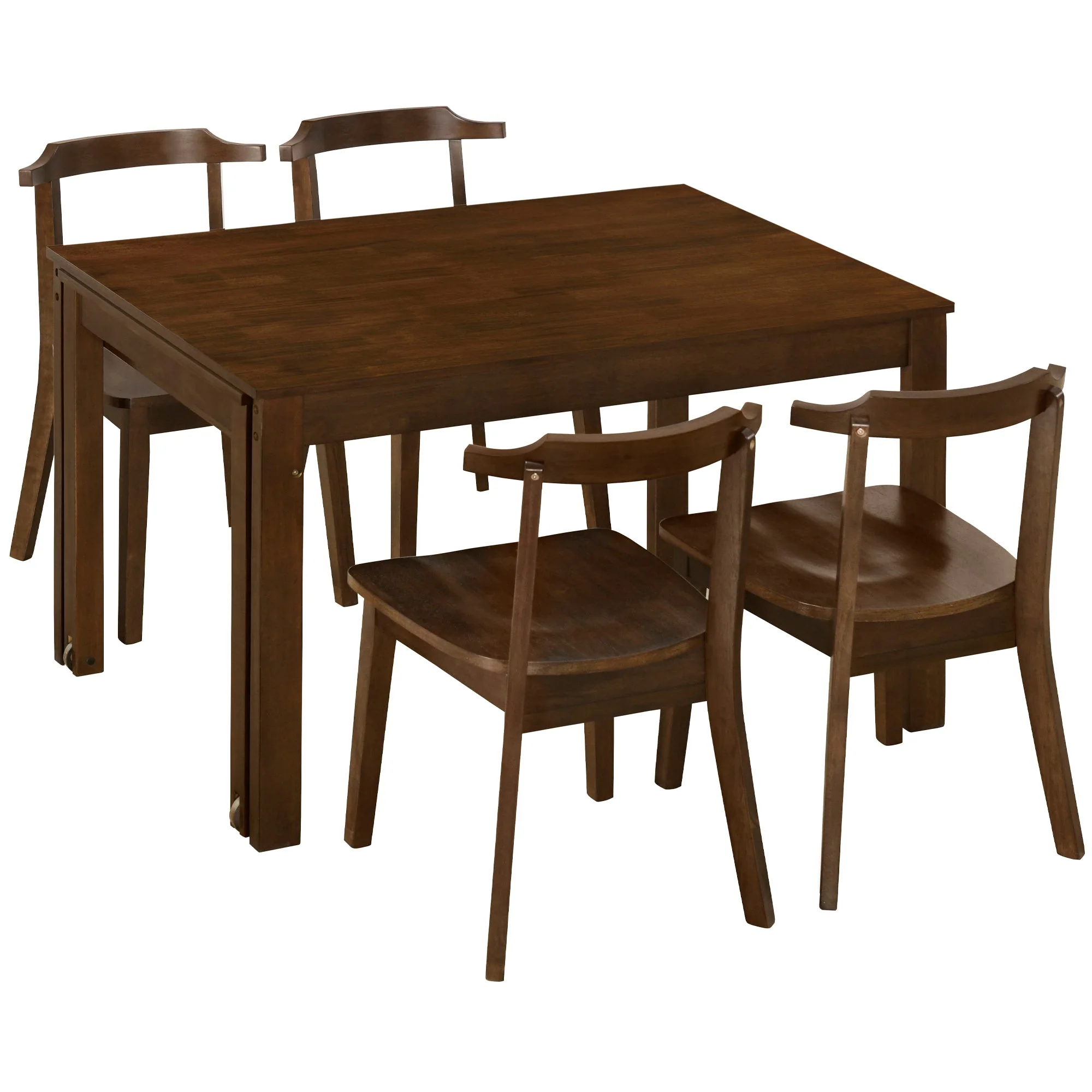 TOPMAX 65 "5-piece set with wheels and expandable dining table set 17.7" pull-out side table and small dining chair Brown - Image 15