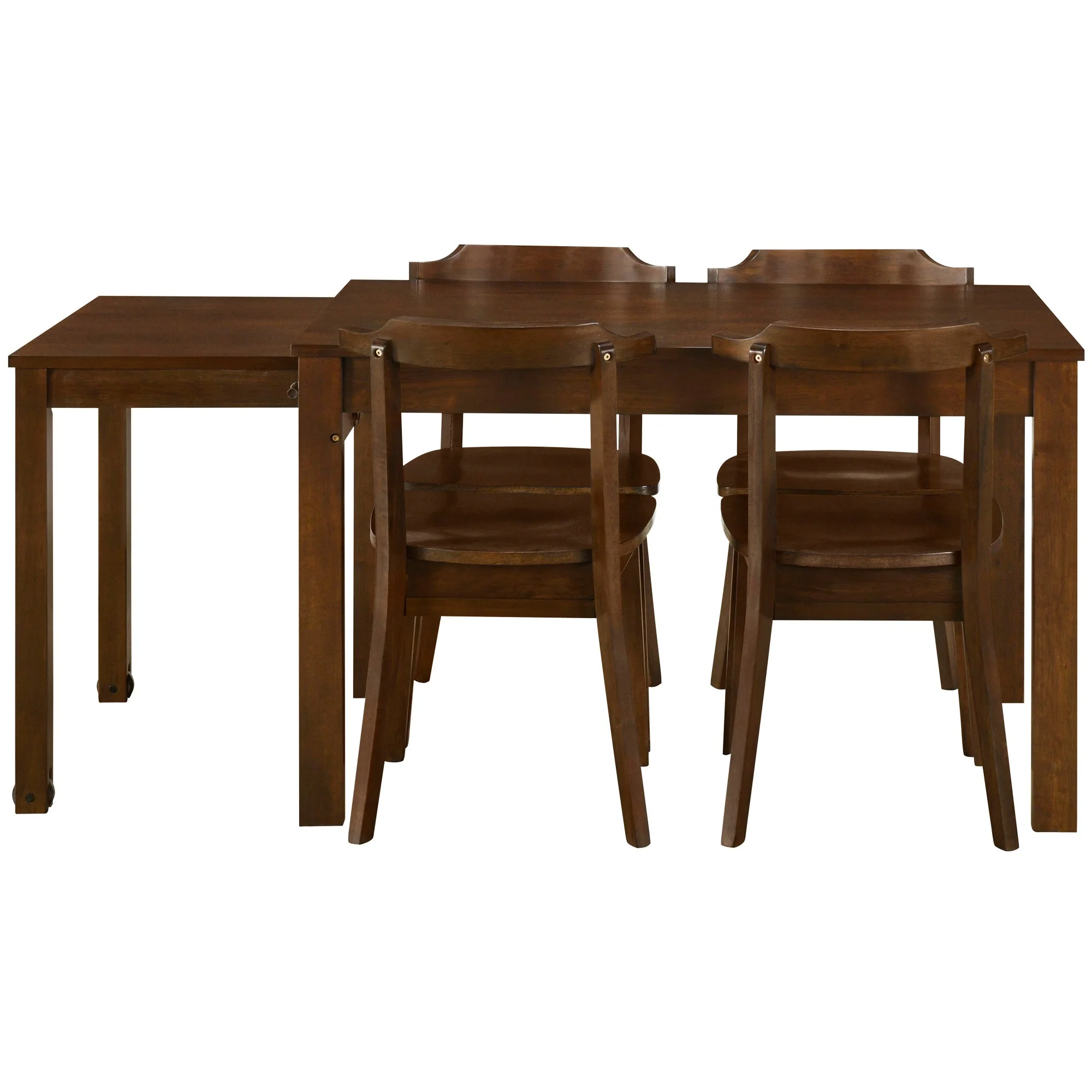 TOPMAX 65 "5-piece set with wheels and expandable dining table set 17.7" pull-out side table and small dining chair Brown - Image 19